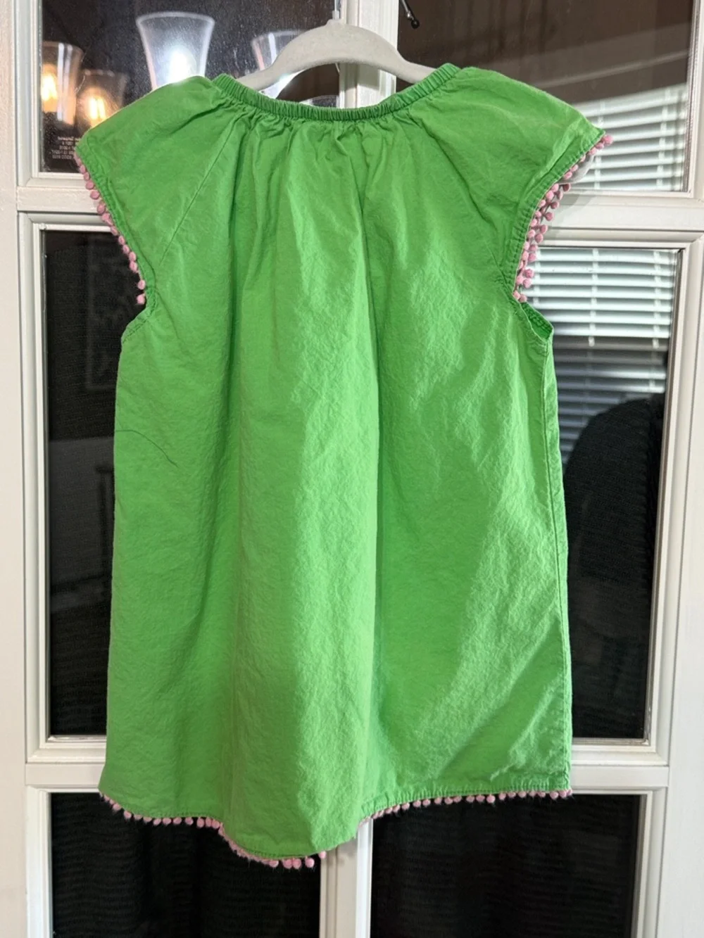 CARTER'S Cotton Green Pom-Trim Turtle Appliqué Dress Size 6-9M